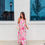 Thumbnail: Charlotte Floral Pink Dress W/ Neck Scarf