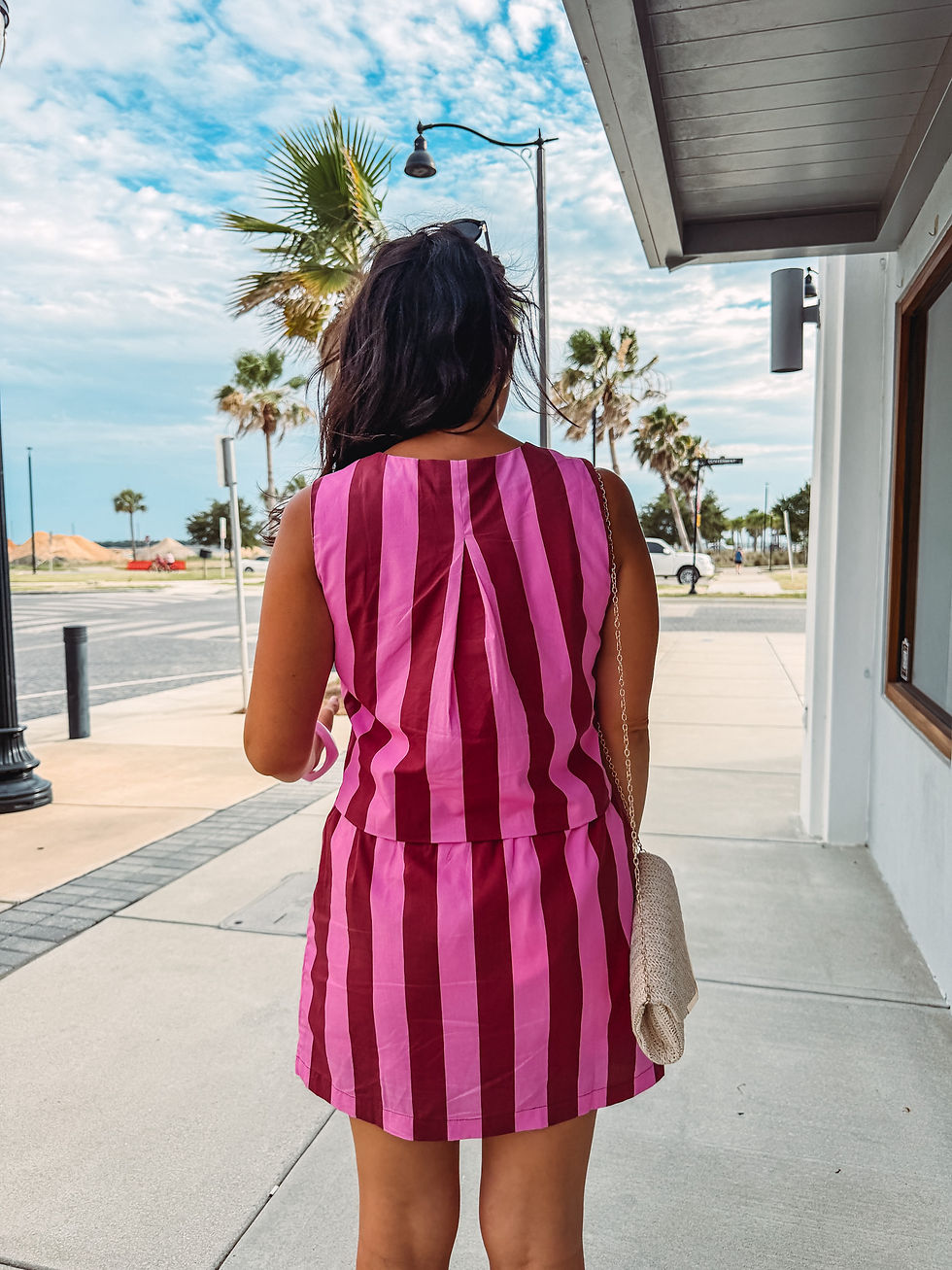 Thumbnail: Pink/Burgundy Striped Set