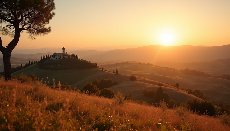 Vista panoramica del belvedere di Santo Pietro al tramonto