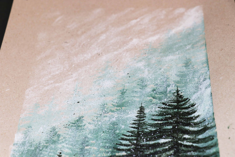 Thumbnail: A4 Pines on Recycled Paper - Acrylic Painting