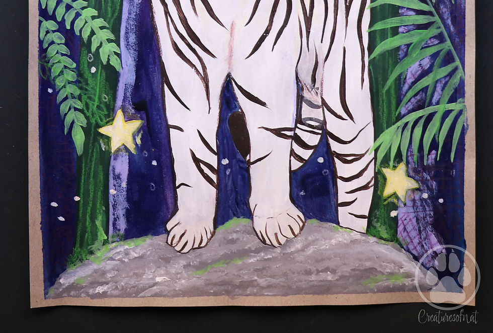 Thumbnail: Whimsical Tiger - Acrylic Painting on Recycled Paper