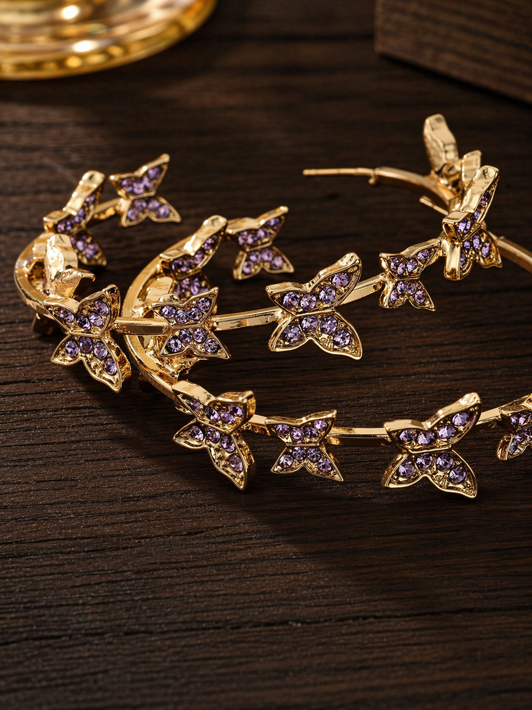 Andkiss Rhinestone Butterfly Hoop Earrings for Women
