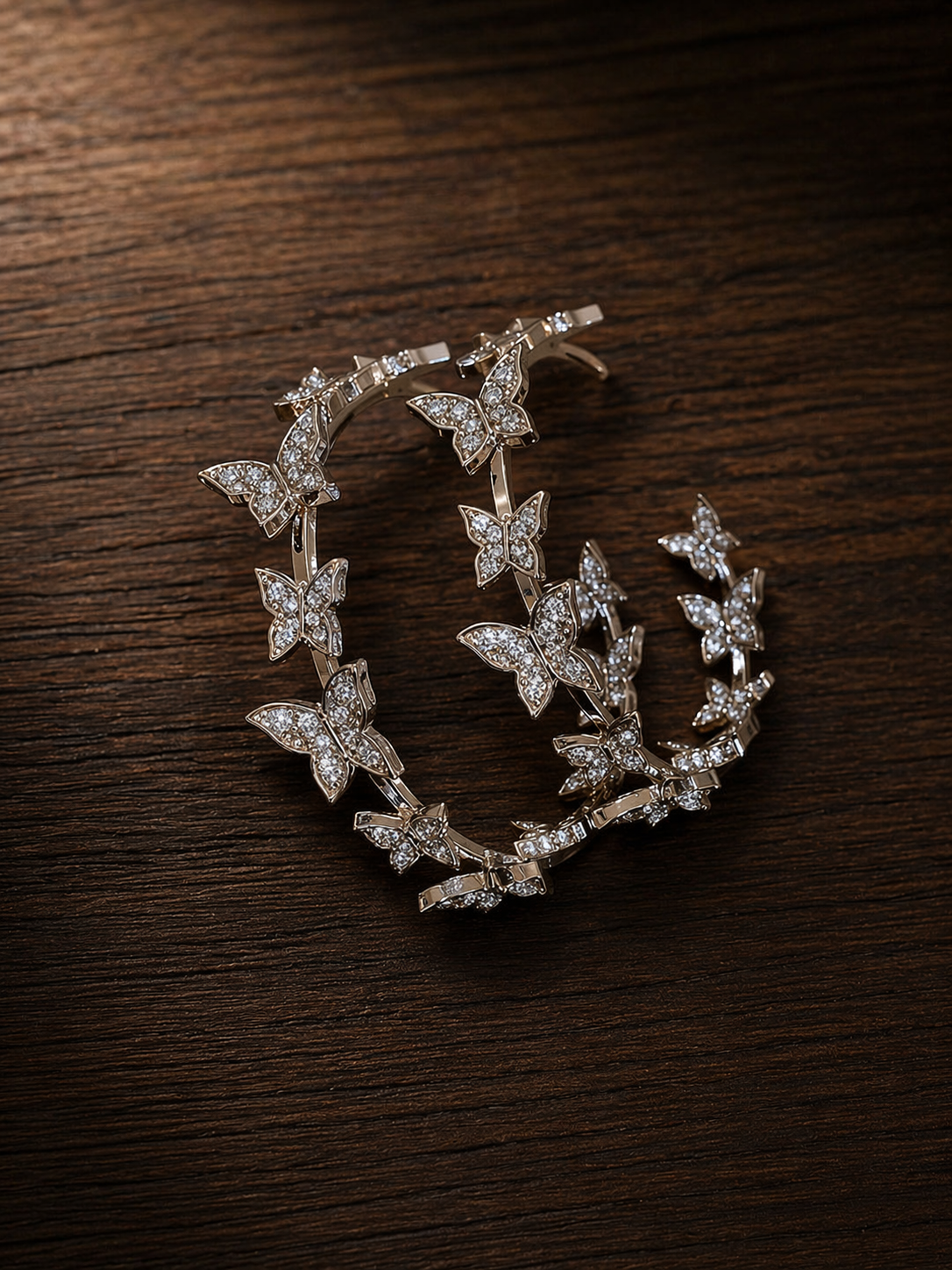 Andkiss Rhinestone Butterfly Hoop Earrings for Women