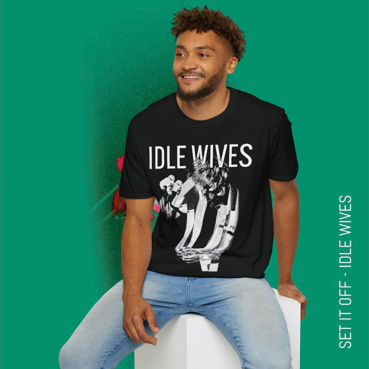 Idle Wives - Set It Off Unisex Softstyle T-Shirt (Black and White)