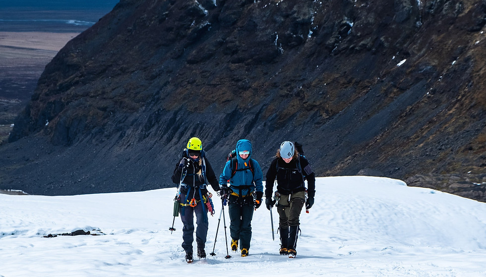 Group waling on a glacier