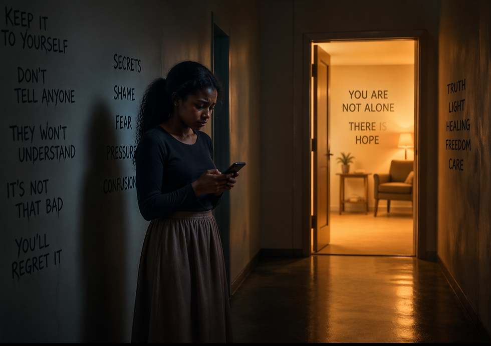 Young girl worried looking at her phone