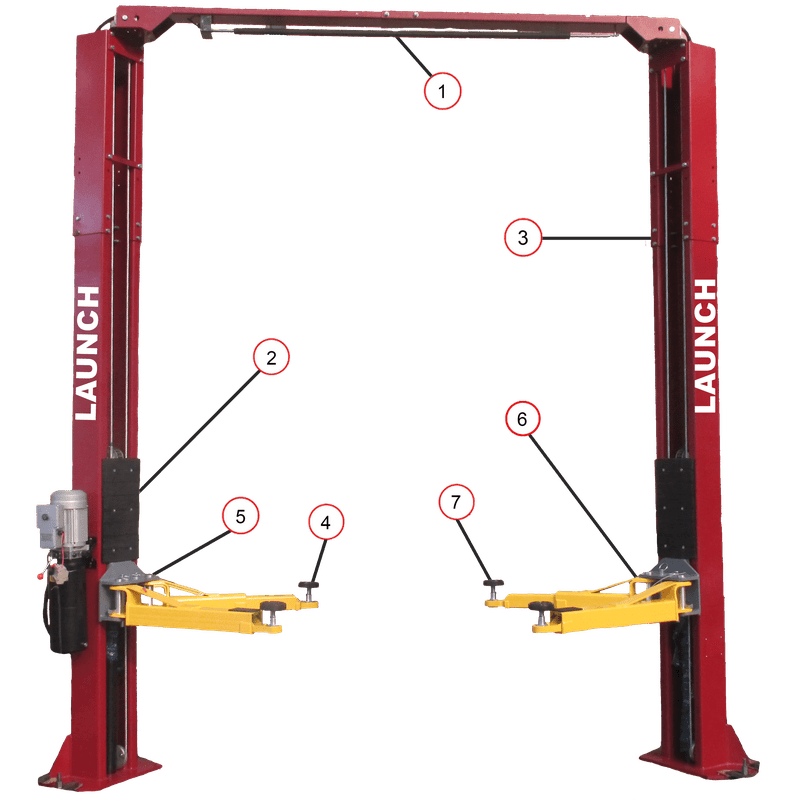 Thumbnail: Launch Tech USA TLT240SC 9,000 lb Two Post Clear Floor - Asymmetric - RED