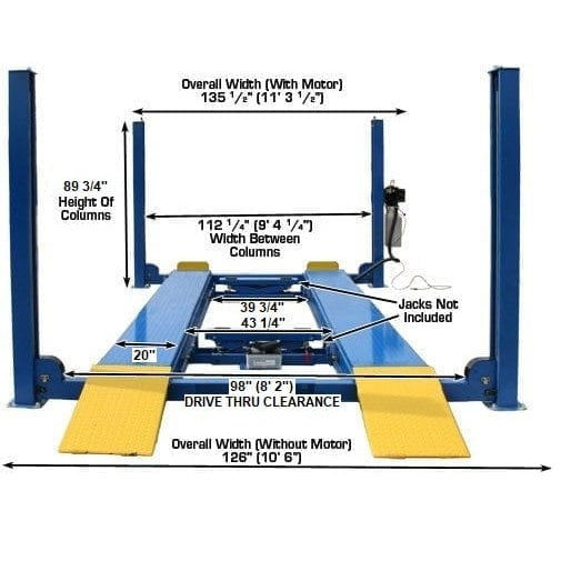 Atlas 412 12,000 lb 4-Post Lift + RJ6 Jacks Combo