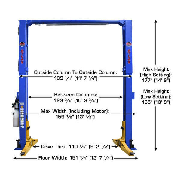 Thumbnail: Atlas Platinum PVL12 ALI Certified 12,000 lb Overhead 2 Post Lift