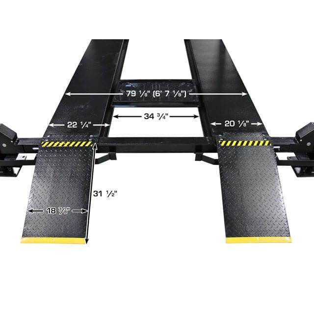 Thumbnail: Atlas ALI Certified APEX9 4 Post Lift + RJ6 Rolling Bridge Jacks Combo