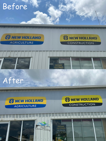 Before and after residential home business sign cleaning in Townsville, restoring clear visibility to a clean, bright front-gate placard.