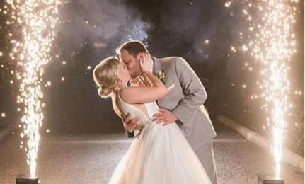 couple kissing next to fireworks cold floor sparklers by second song