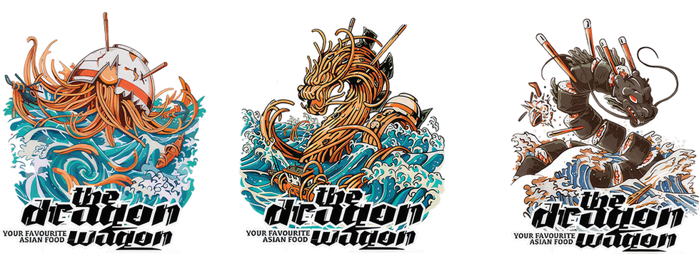 Dragon Wagon Illustrationen - before KI did all the Painting Jobs