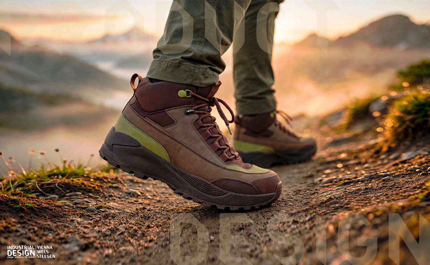 HI-KING hiking boot on a mountain trail