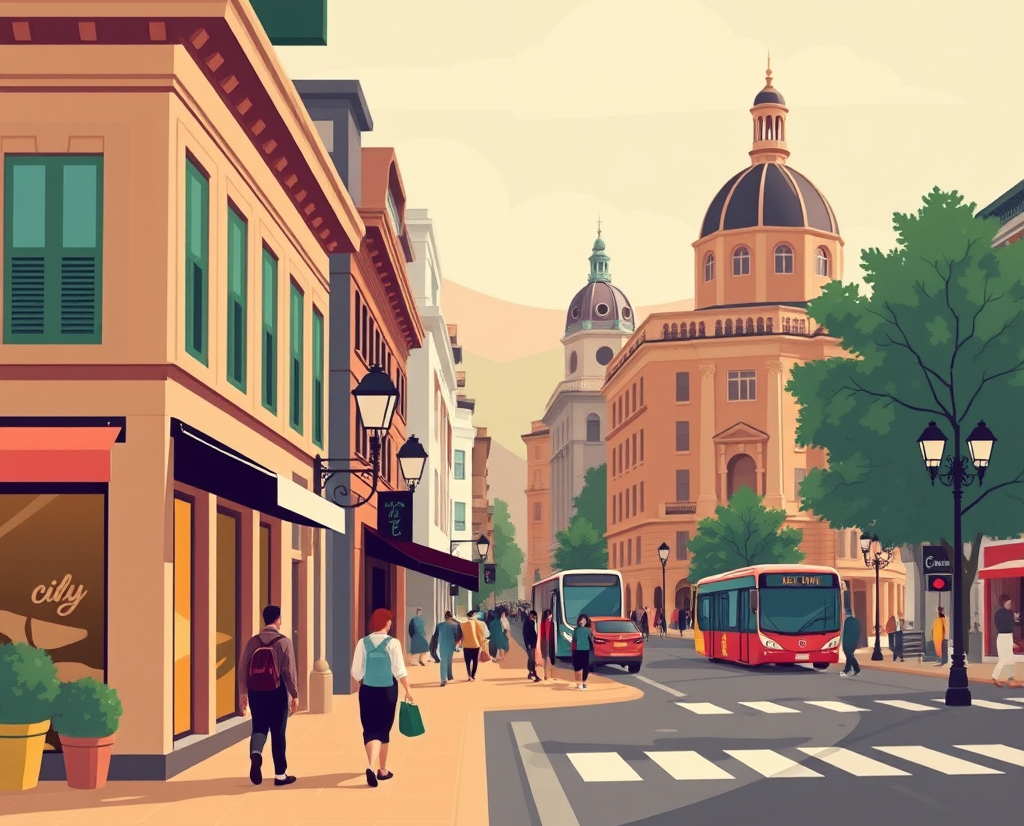 Create a vibrant and retro-styled hero image for a website with bold, flat colors and stro