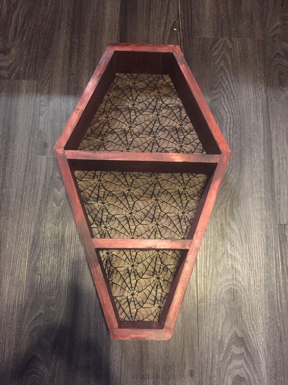 Thumbnail: COFFIN  WALL SHELF WITH HOOKS ON BACK  (22-1/2 L x14-1/2 W x 3-1/2 D)