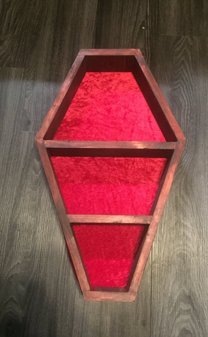 Thumbnail: COFFIN  WALL SHELF WITH HOOKS ON BACK  (22-1/2 L x14-1/2 W x 3-1/2 D)