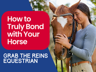 A decorative cover photo featuring the article title and an image of a woman hugging a horse
