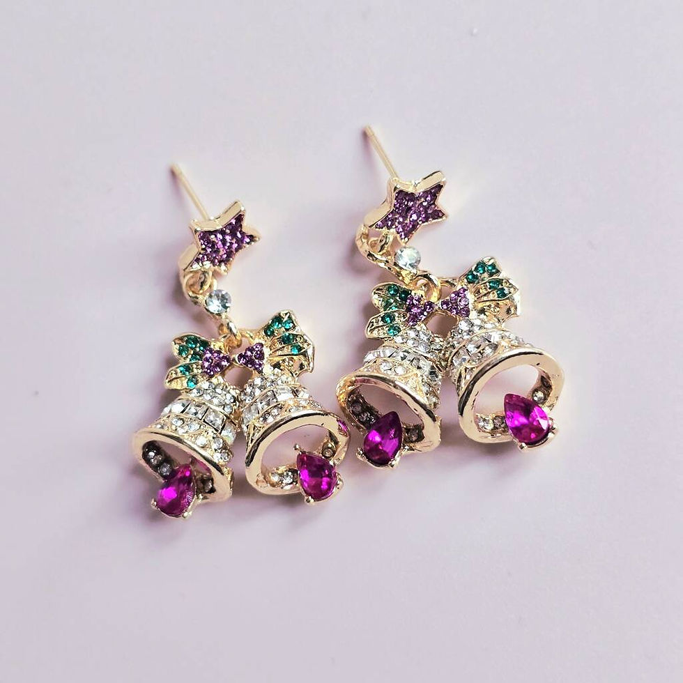 Thumbnail: Sparkling Jingle Bells Christmas Drop Earrings