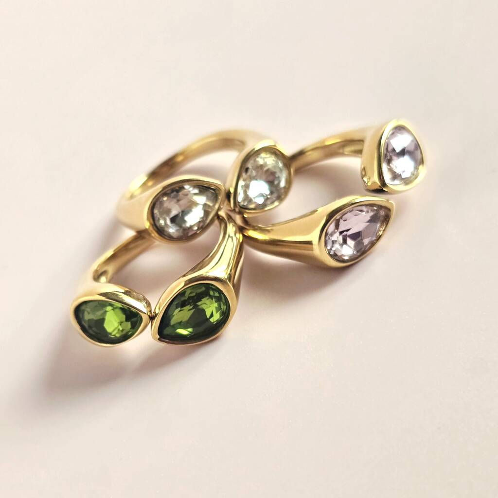 14ct Gold Plated Double Gemstone Ring