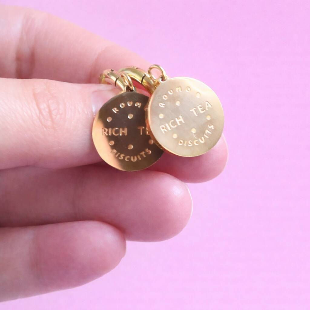 Rich Tea Biscuit Gold Plated Huggie Hoop Earrings