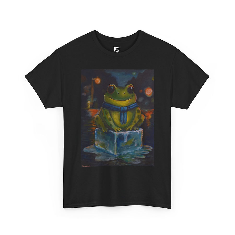 Thumbnail: Frog On Ice - Unisex Heavy Cotton Tee - Funny Satire T-Shirt