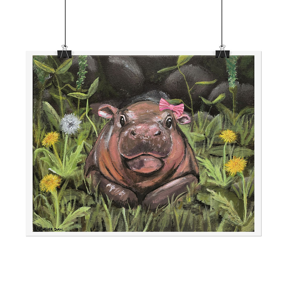 Thumbnail: Moo Deng Meadow Rolled Poster - Nature Art Print for Home Decor