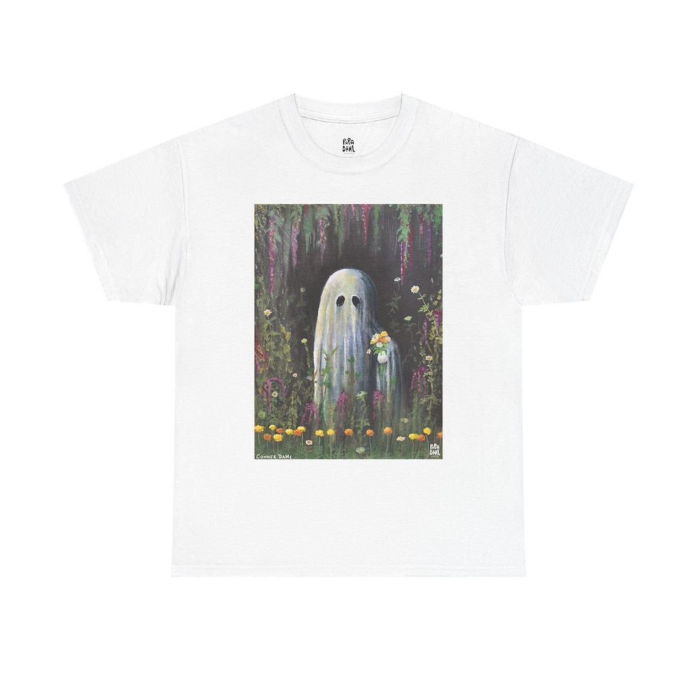Thumbnail: Flora Ghost - Unisex Heavy Cotton Tee - Cute Ghost T-Shirt