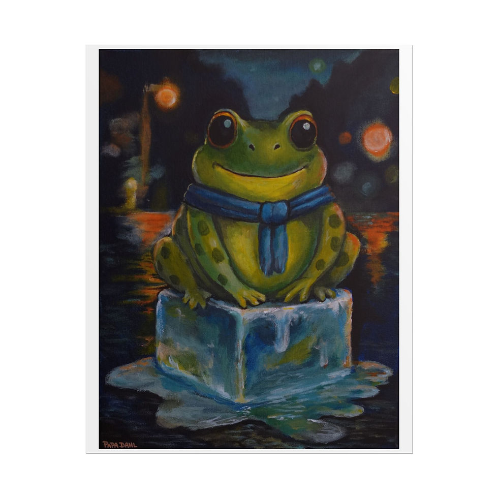 Thumbnail: Frog On Ice - Rolled Poster - Funny Satire Art