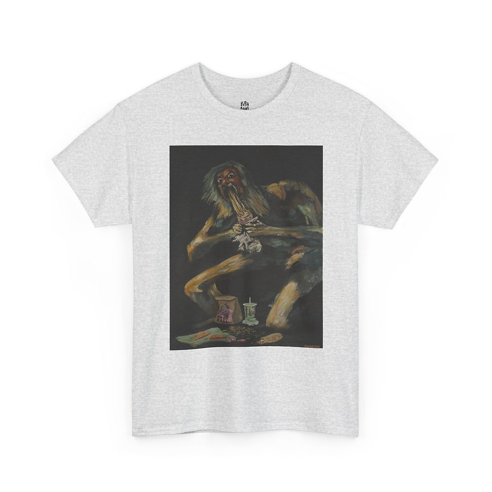 Thumbnail: Saturn Devouring Taco Bell - Unisex Heavy Cotton Tee - Funny Satire T-Shirt