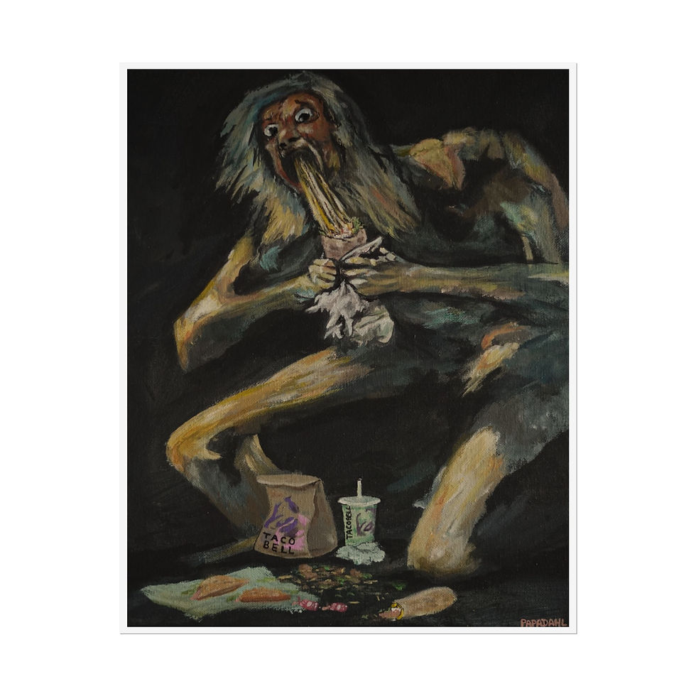 Thumbnail: Saturn Devouring Taco Bell - Rolled Poster - Funny Satire Art