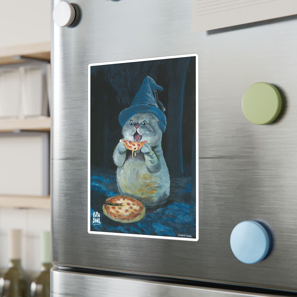 Thumbnail: Pizza Witch Cat - Whimsical Vinyl Decals for Animal Lovers