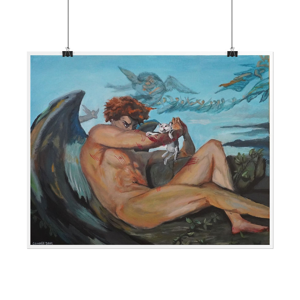 Thumbnail: Fallen Angels - Rolled Poster - Funny Animal Cat Art Print for Home Decor