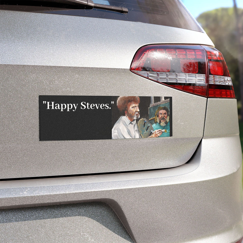 Happy Steves - Artistic Car Magnet - Bob Ross & Minecraft Unique Vehicle Decor