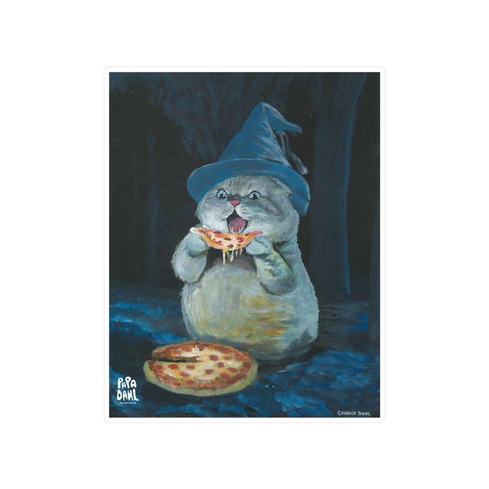 Thumbnail: Pizza Witch Cat - Whimsical Vinyl Decals for Animal Lovers