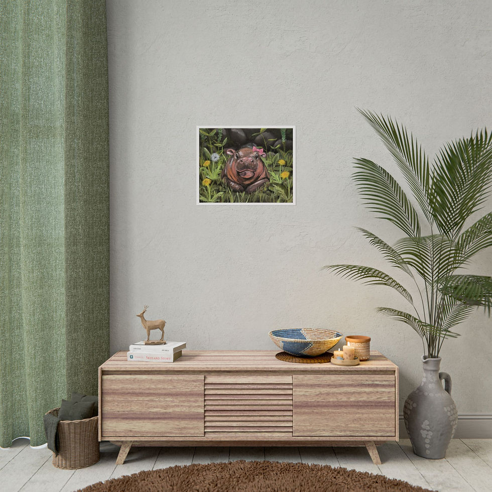 Thumbnail: Moo Deng Meadow Rolled Poster - Nature Art Print for Home Decor