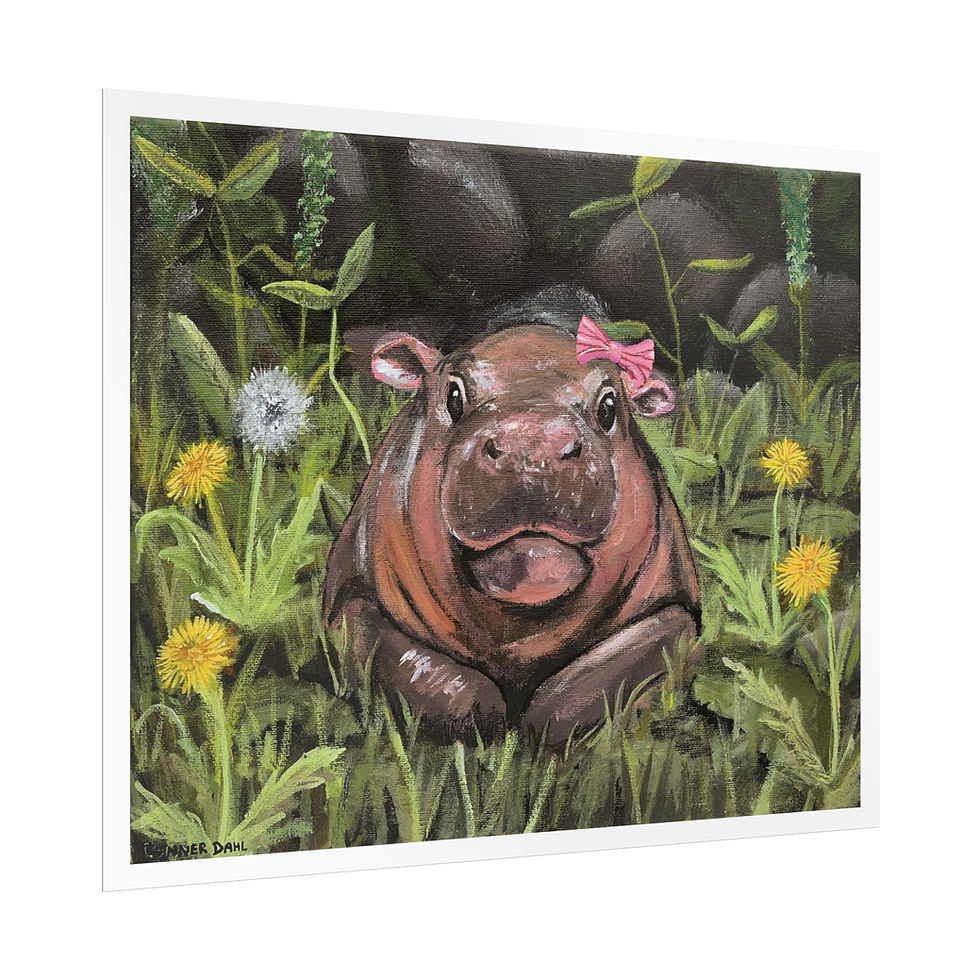 Thumbnail: Moo Deng Meadow Rolled Poster - Nature Art Print for Home Decor