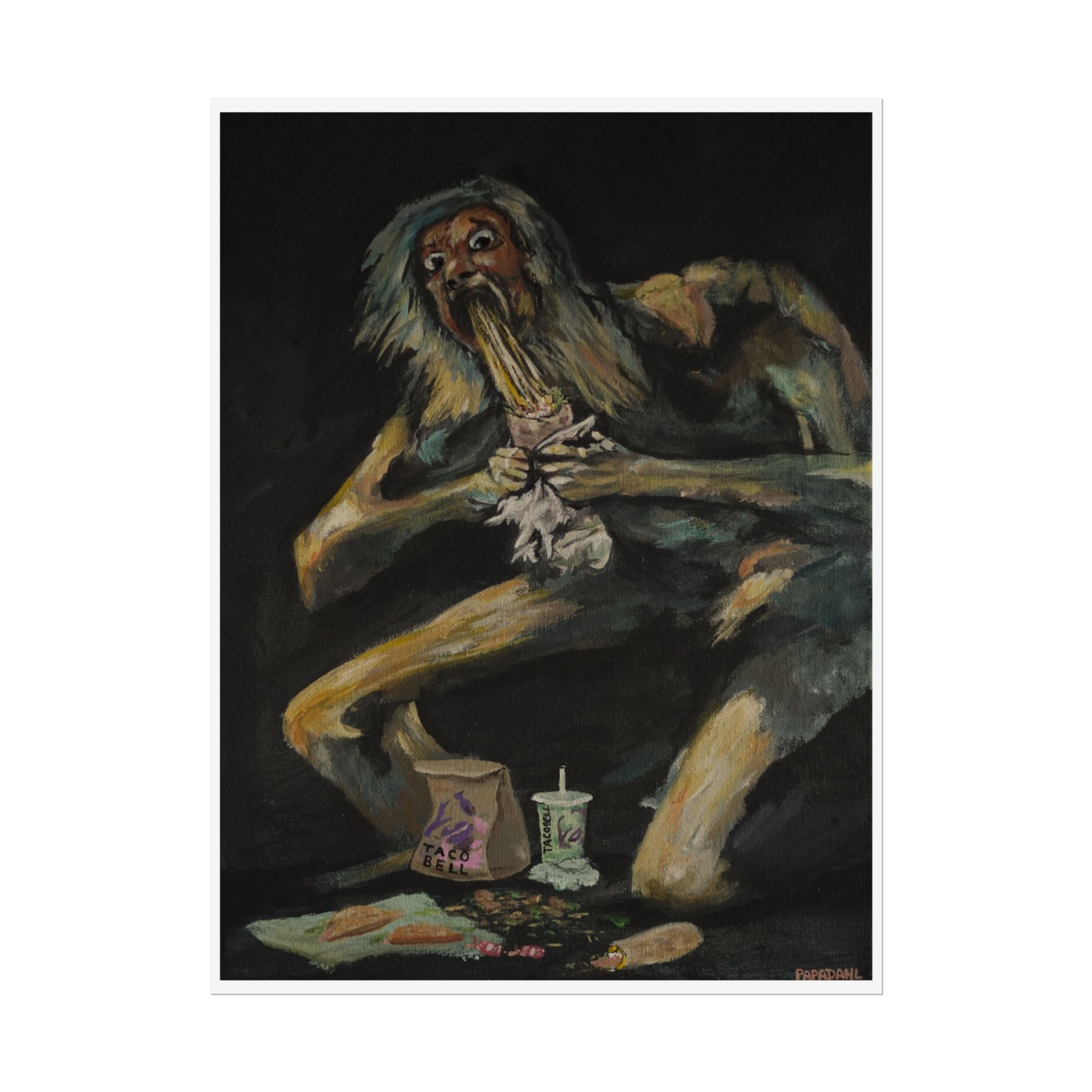 Saturn Devouring Taco Bell - Rolled Poster - Funny Satire Art
