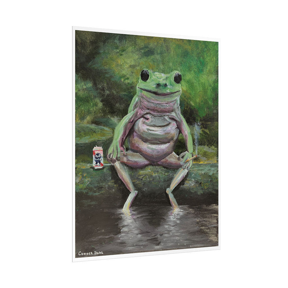 Thumbnail: Frog On A Log - Whimsical Rolled Poster - Fun Art for Home Decor