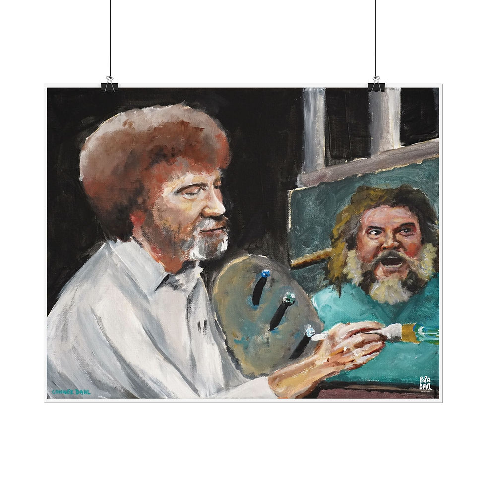 Thumbnail: Happy Steves - Rolled Poster - Bob Ross & Minecraft Art