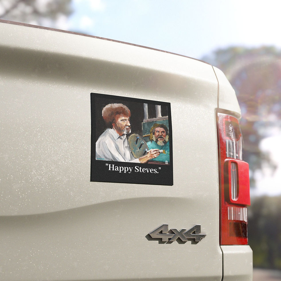 Thumbnail: Happy Steves - Artistic Car Magnet - Bob Ross & Minecraft Unique Vehicle Decor