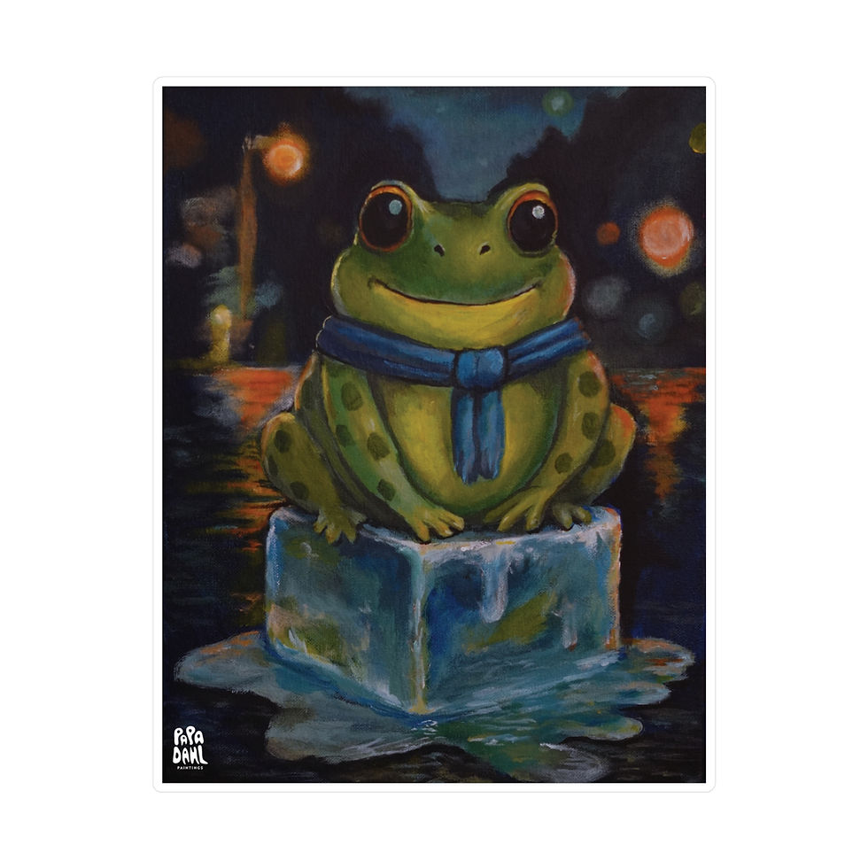 Thumbnail: Frog On Ice - Vinyl Decal - Funny Satire Art