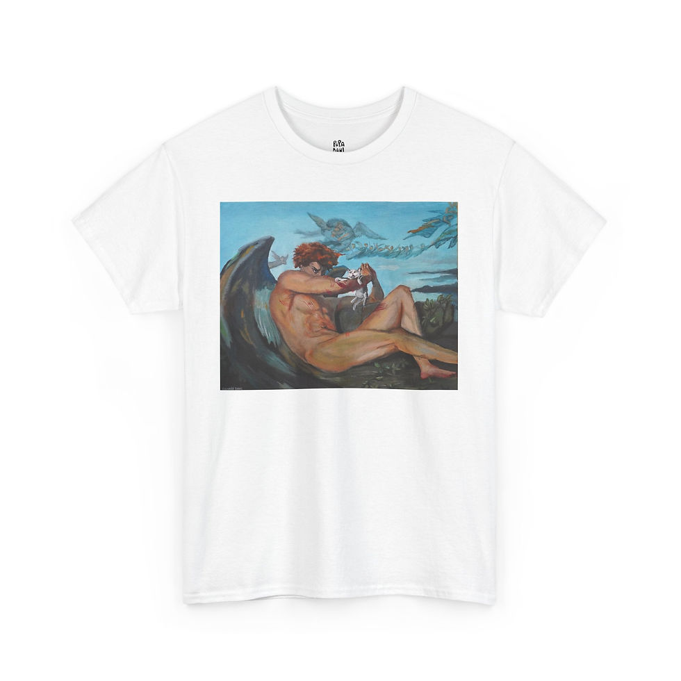 Thumbnail: Fallen Angels - Unisex Heavy Cotton Tee - Funny Cat Lover Tee