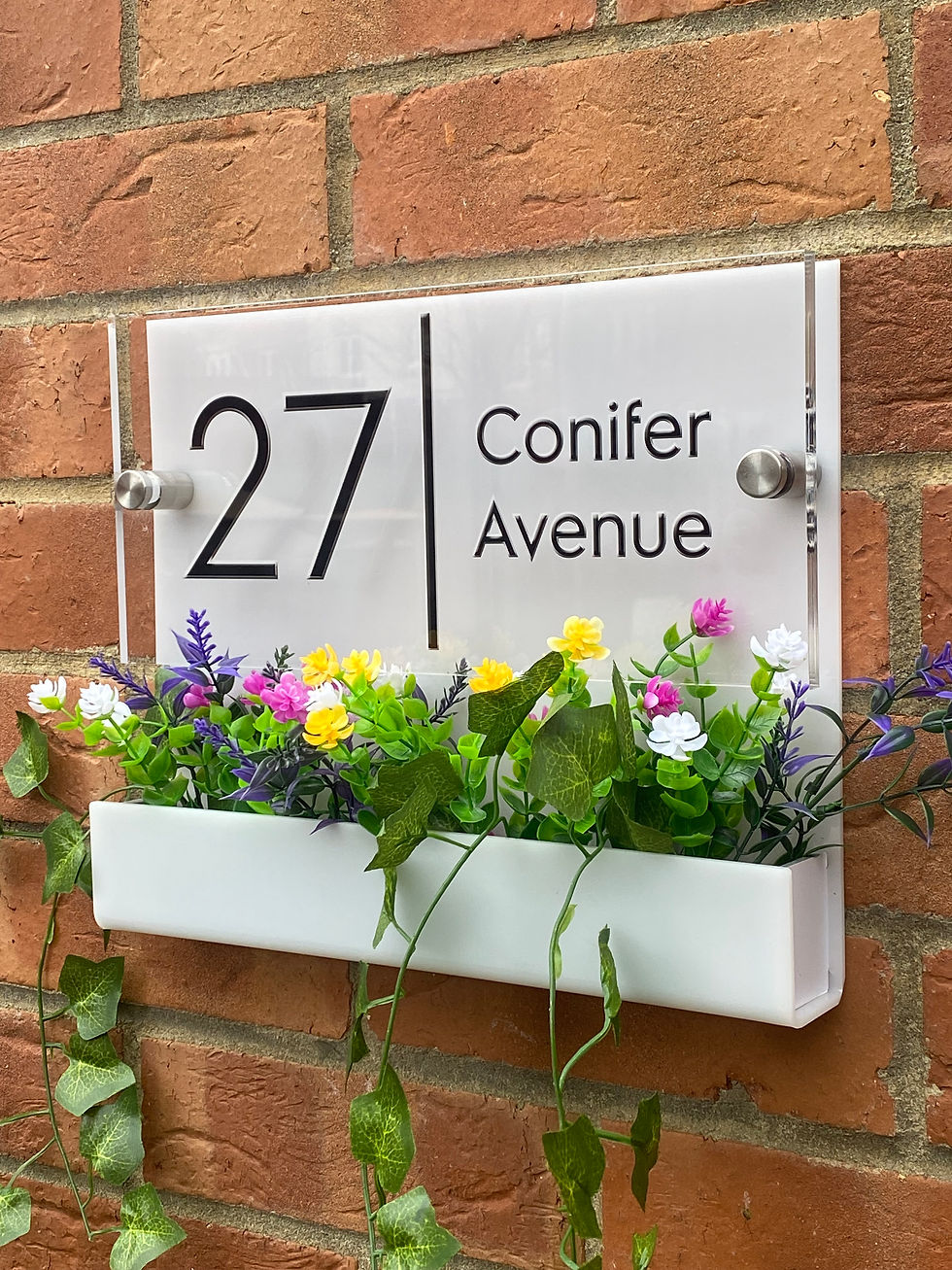 Thumbnail: White Flower Planter House Sign