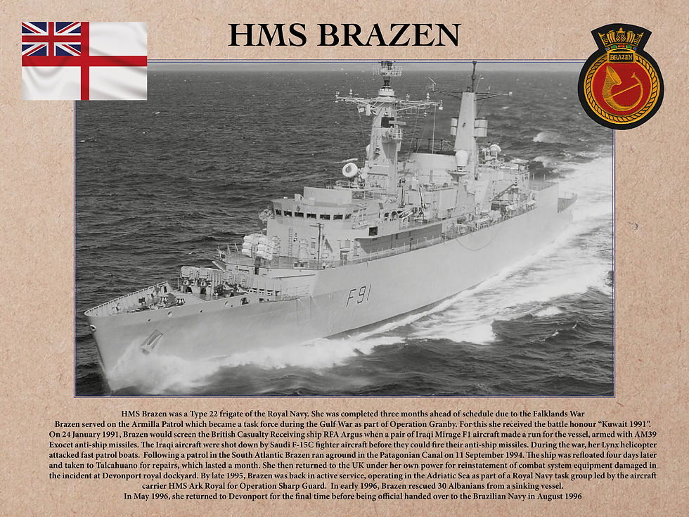 HMS Brazen Wooden print