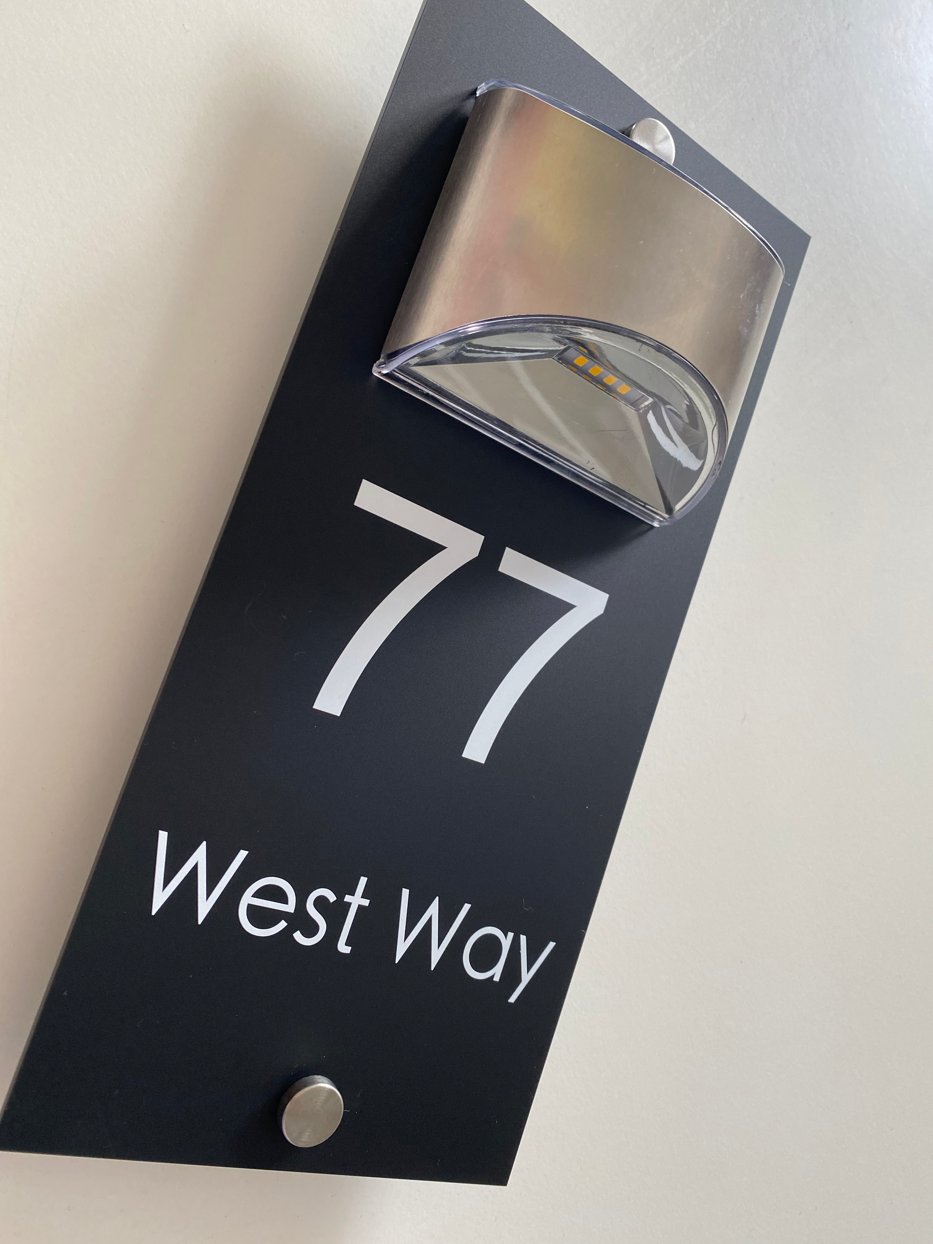 Acrylic Solar House Number sign