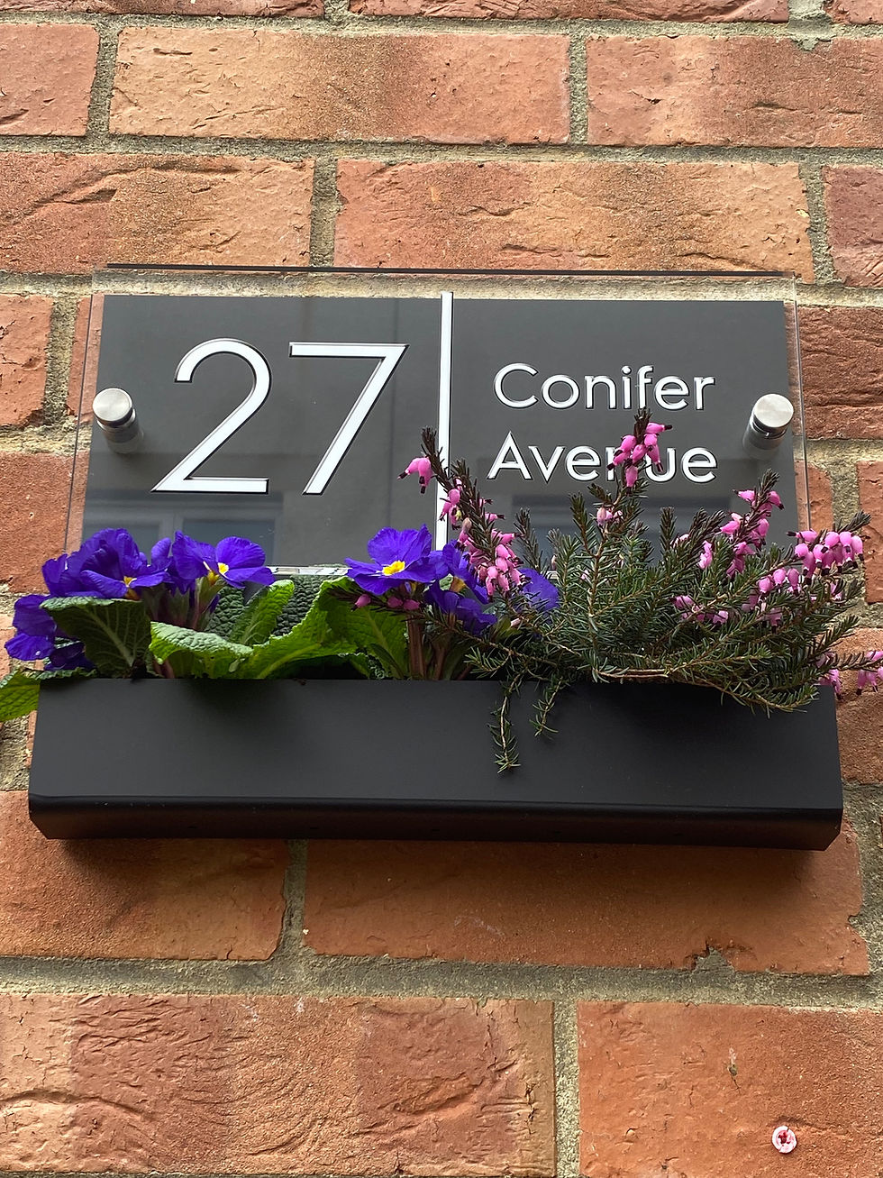 Thumbnail: Black Flower Planter House Sign