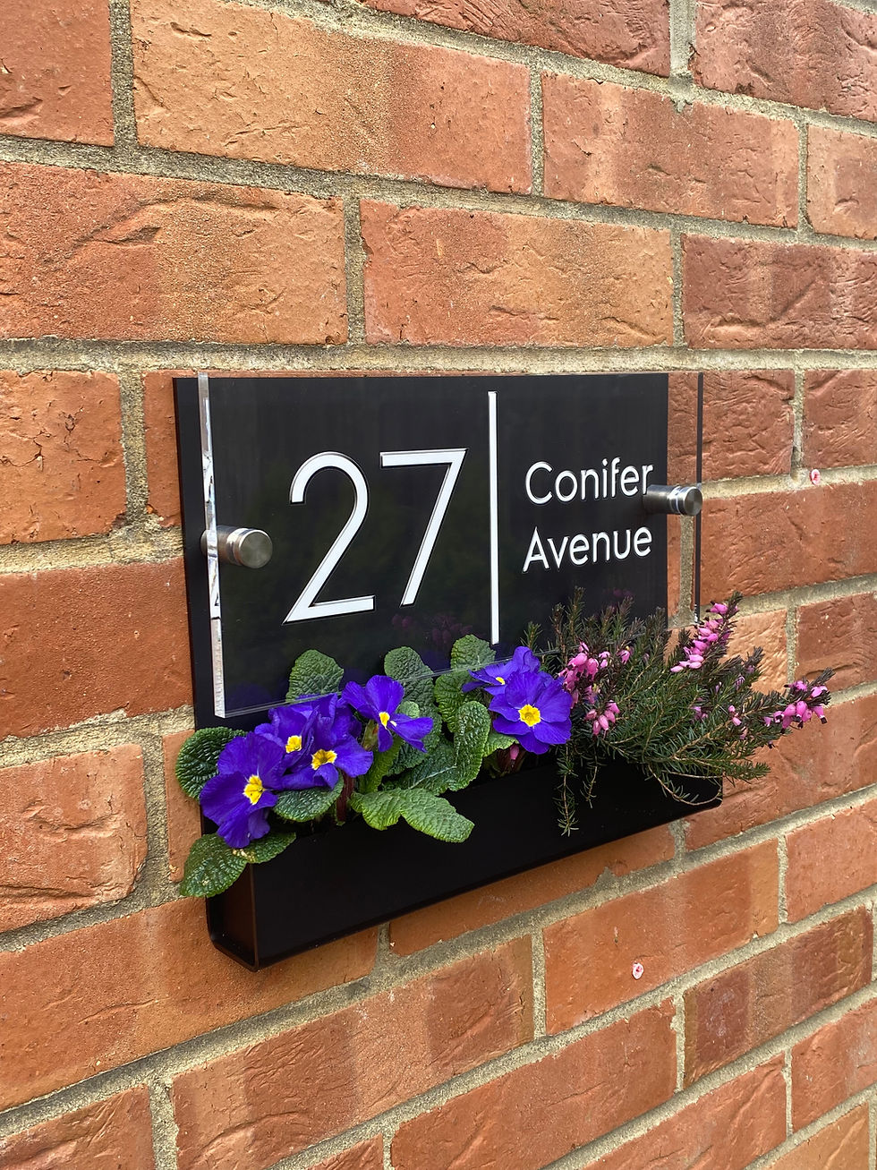 Thumbnail: Black Flower Planter House Sign