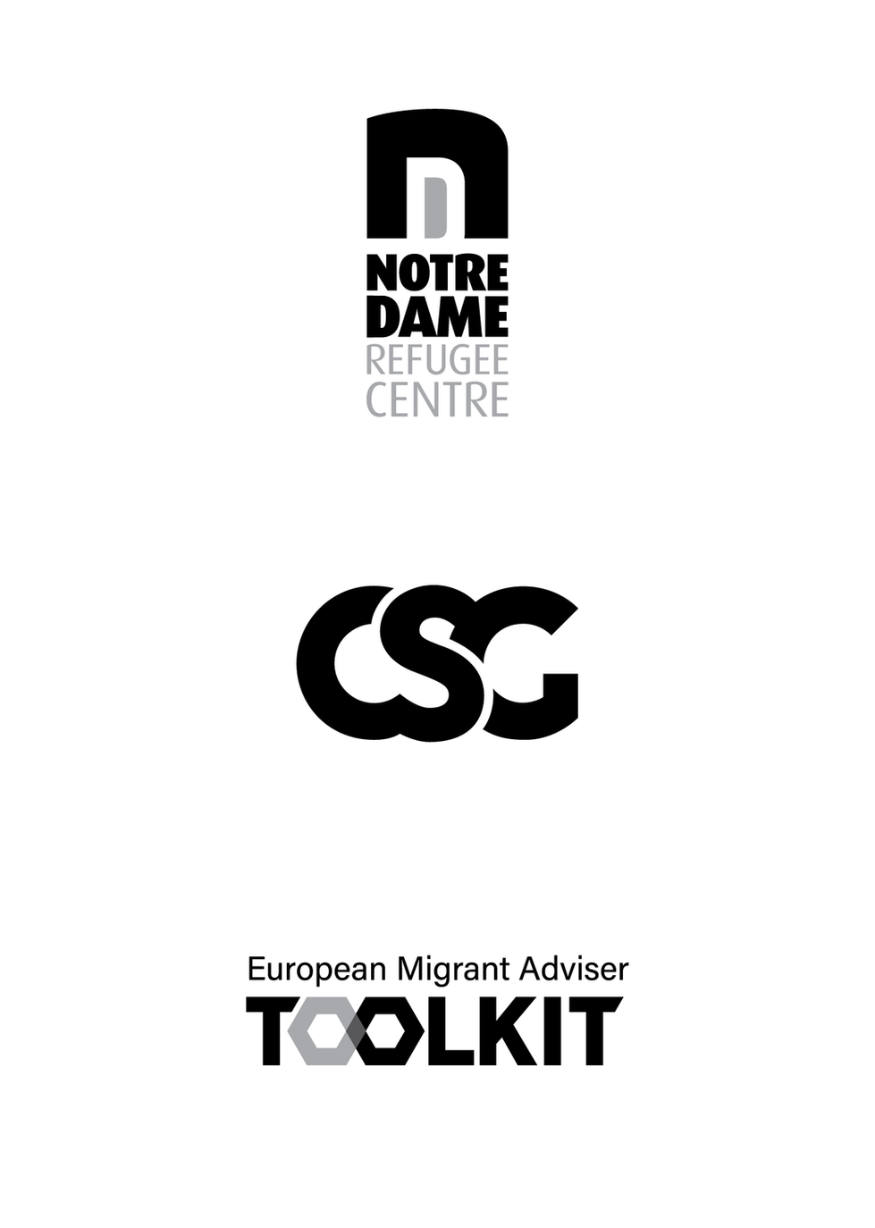 Logo design: Notre Dame, CSG, European Migrant Adviser