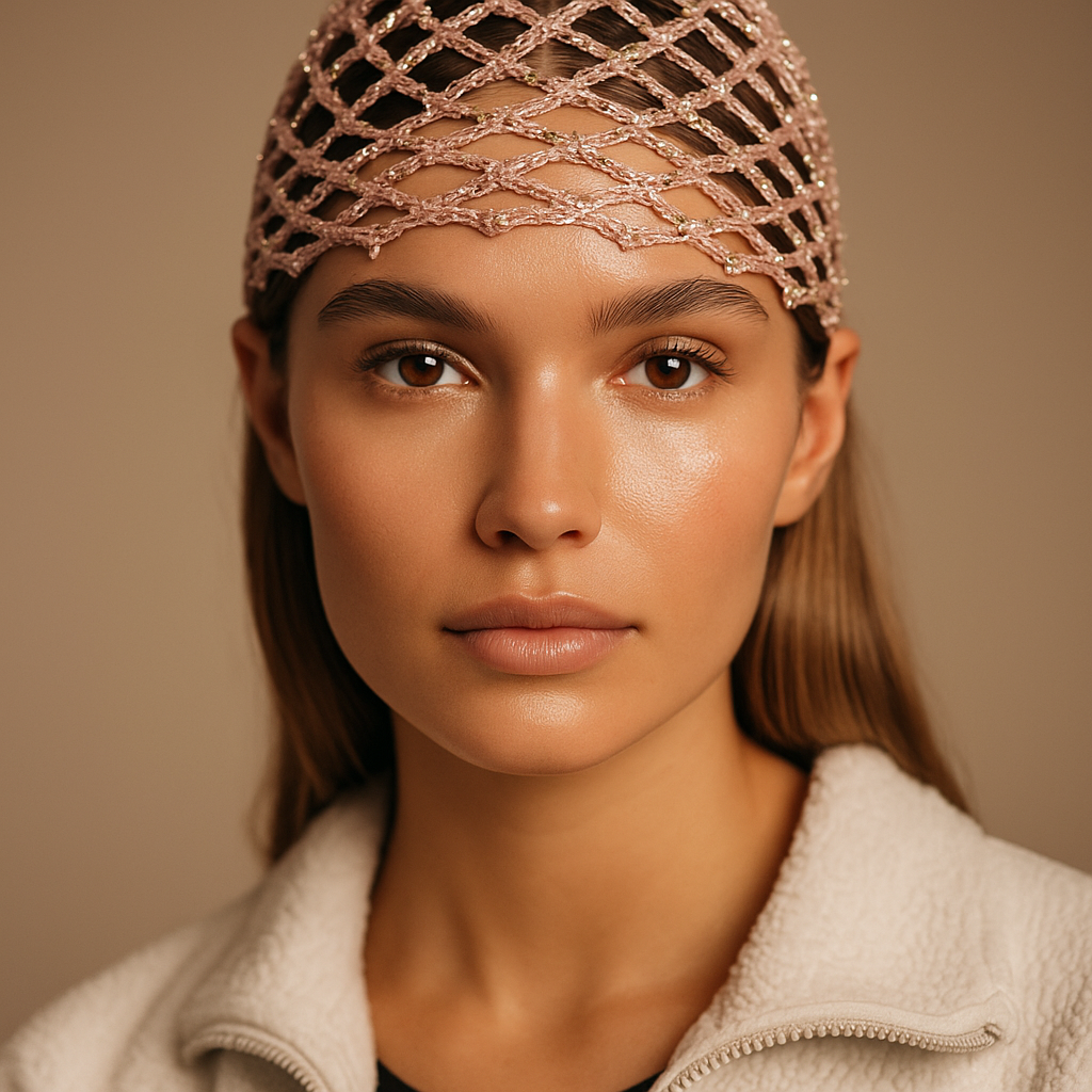 CASQUETE CON RED LIGERA Y LENTEJUELAS DORADAS